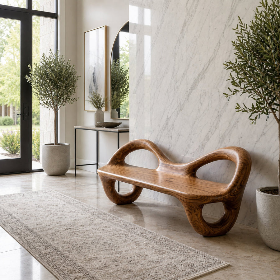 Organic Wooden Bench For Contemporary Home Decor