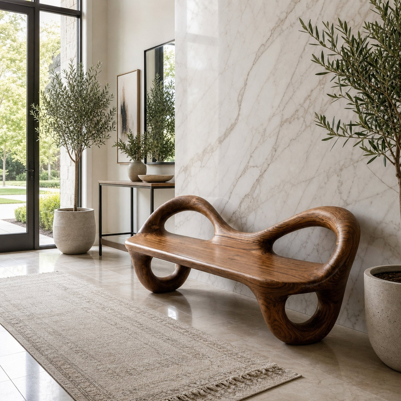 Organic Wooden Bench For Contemporary Home Decor - product view 7