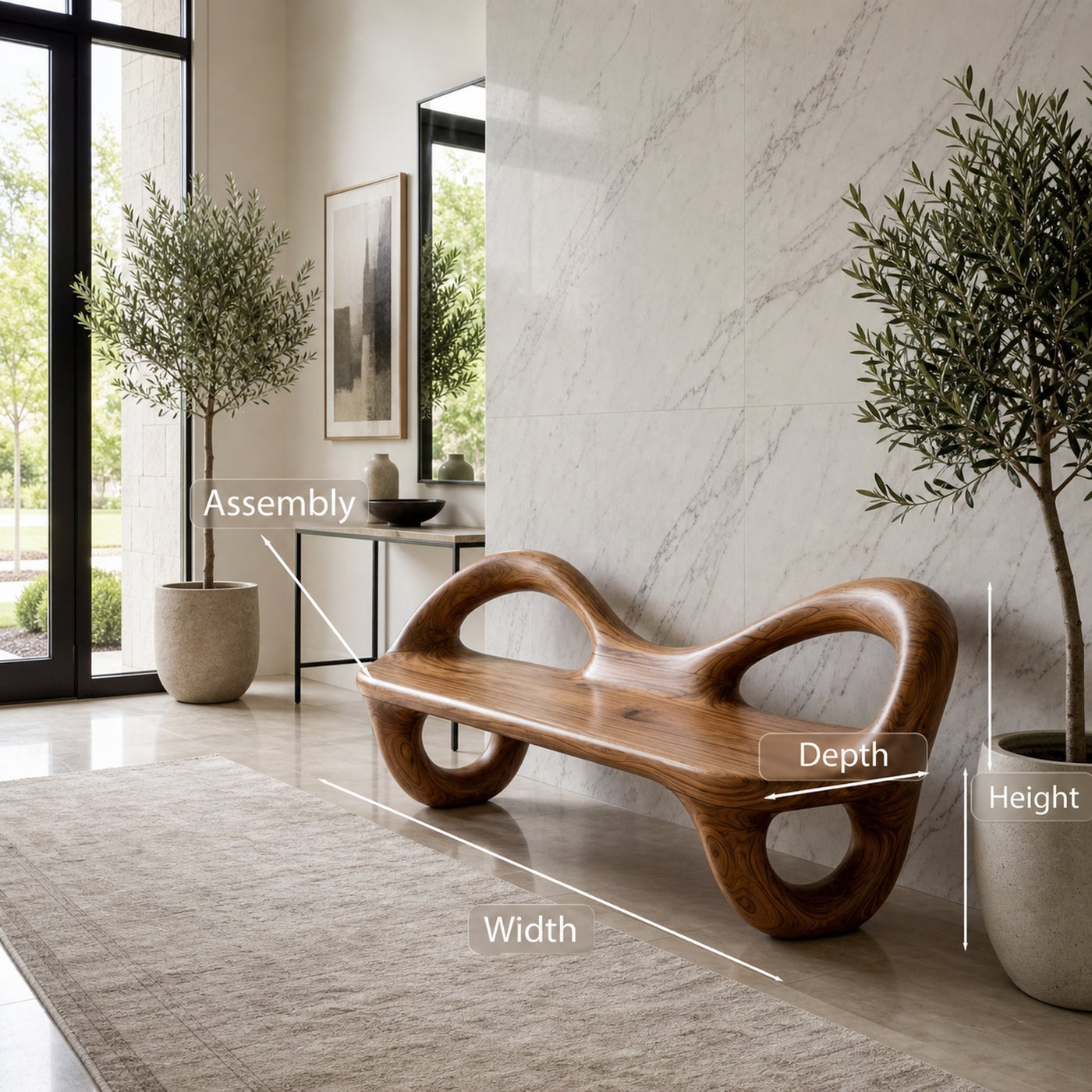 Organic Wooden Bench For Contemporary Home Decor - product view 8