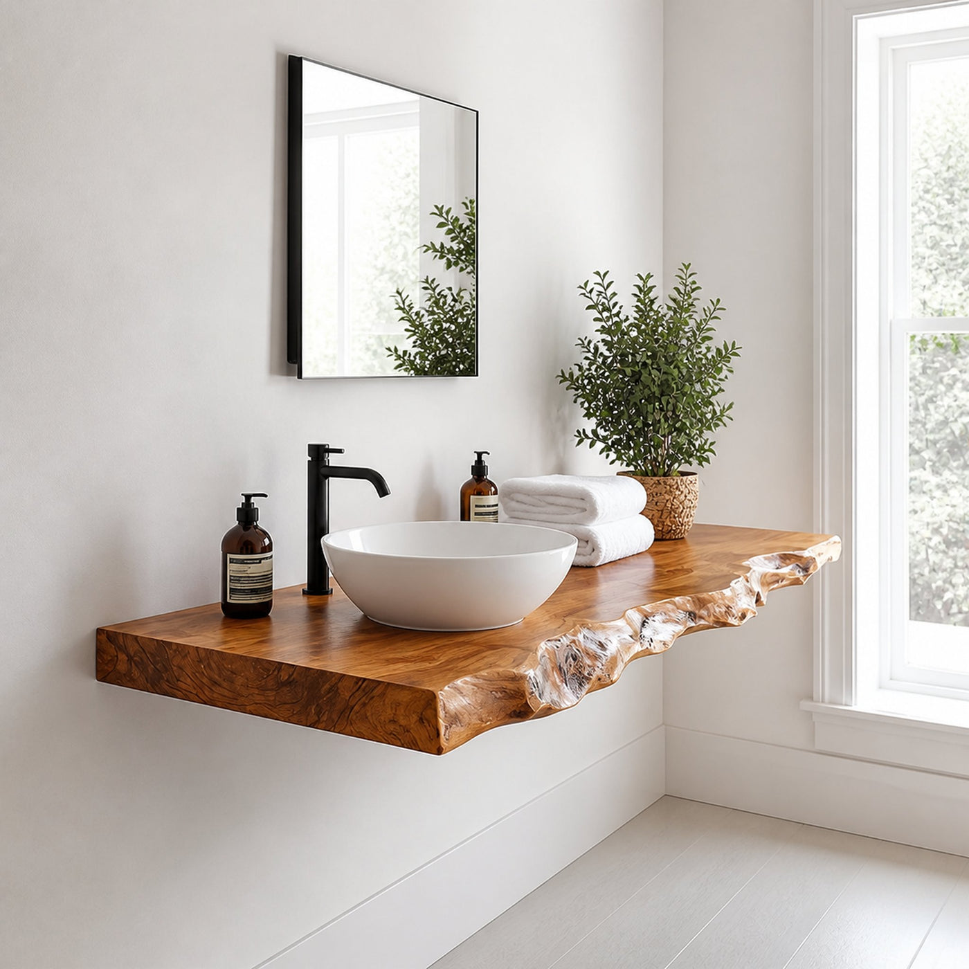 Rustic Bathroom Vanity Shelf Artisan Wood Bathroom Furniture