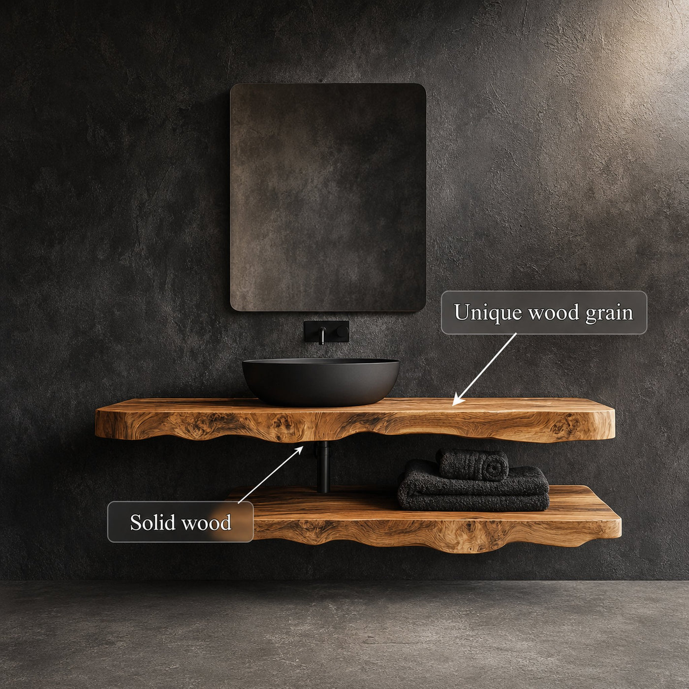 Rustic Bathroom Vanity Shelf Farmhouse Wood Bathroom Accent - product view 3