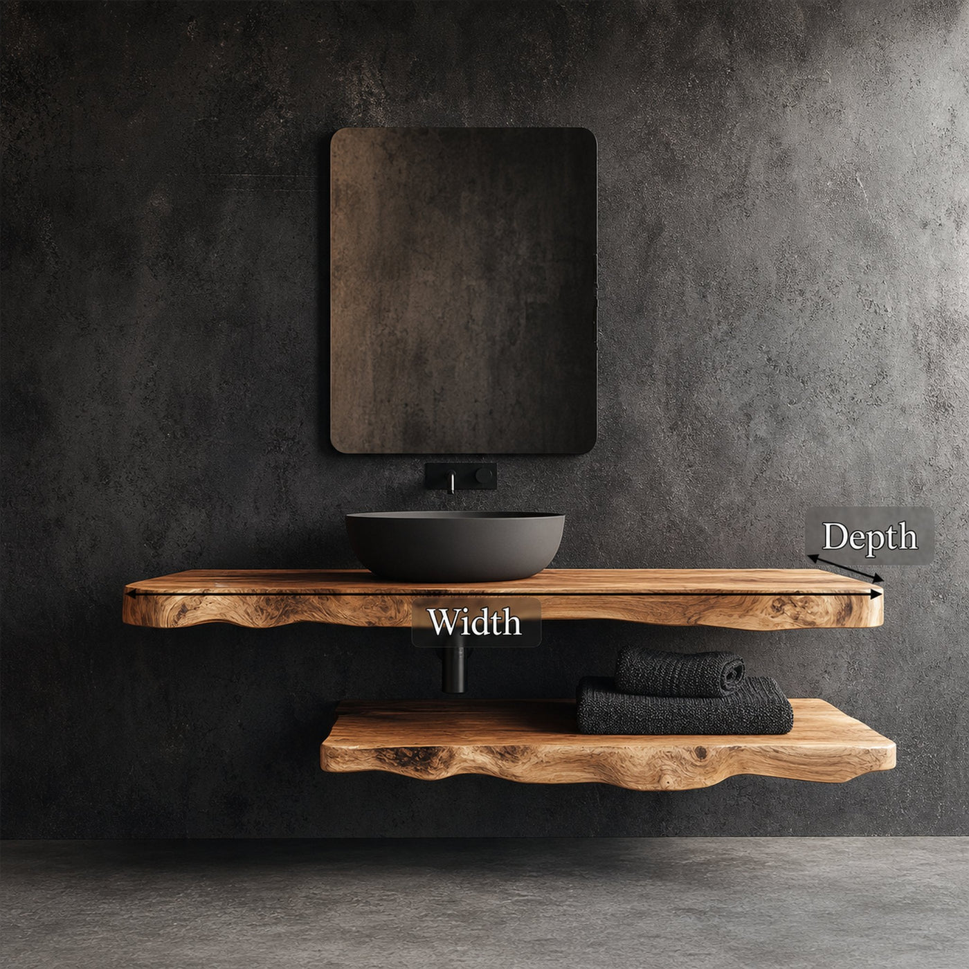Rustic Bathroom Vanity Shelf Farmhouse Wood Bathroom Accent - product view 4