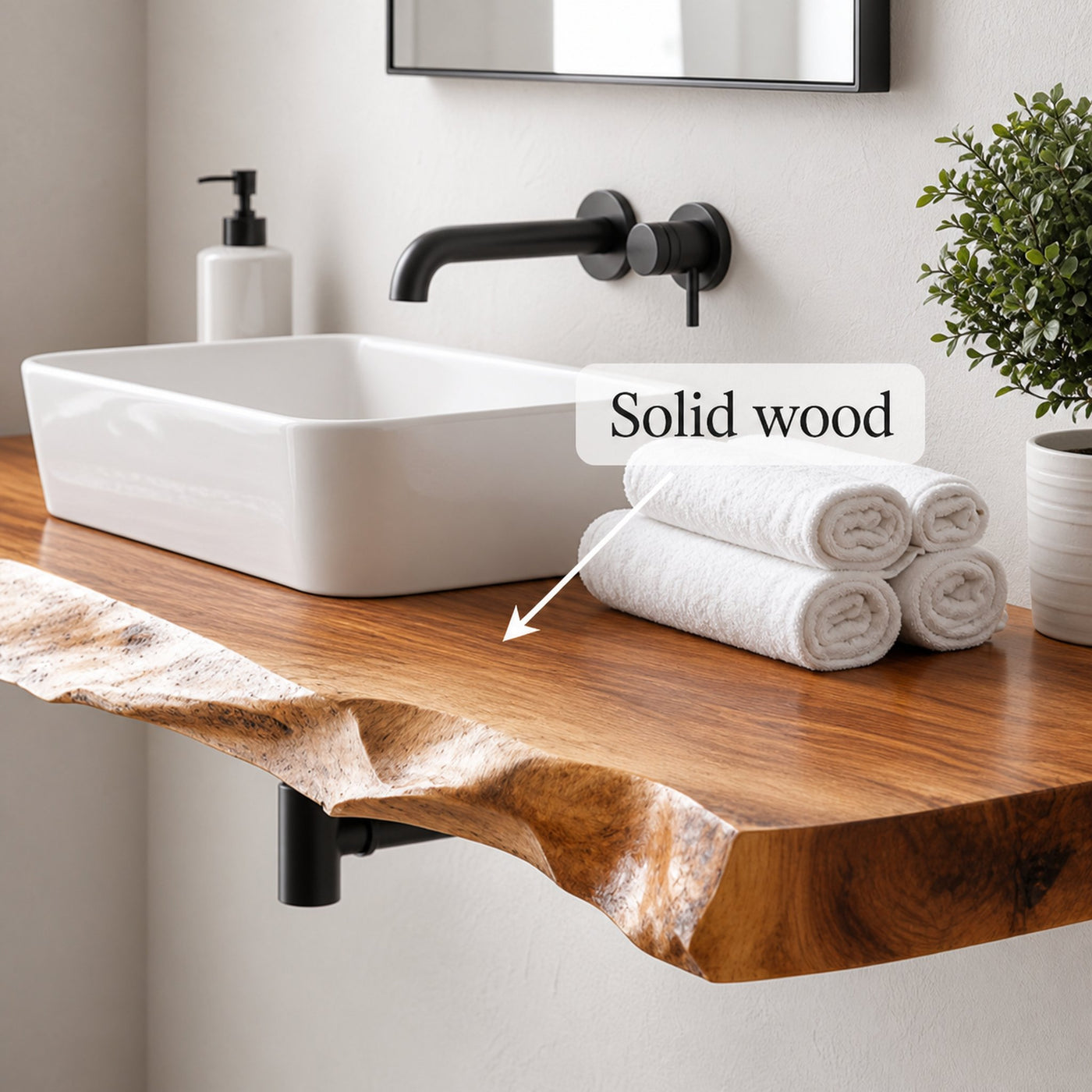Rustic Bathroom Vanity Shelf Floating Wood Bathroom Setup - product view 2