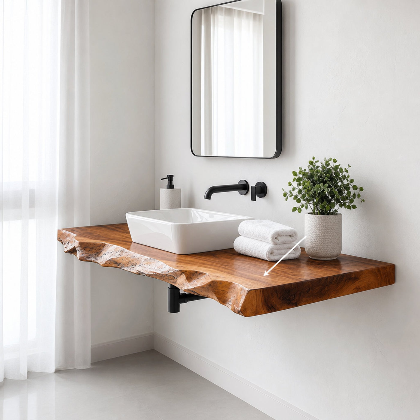 Rustic Bathroom Vanity Shelf Floating Wood Bathroom Setup - product view 3