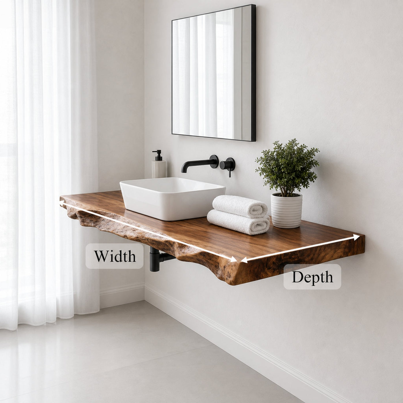 Rustic Bathroom Vanity Shelf Floating Wood Bathroom Setup - product view 5