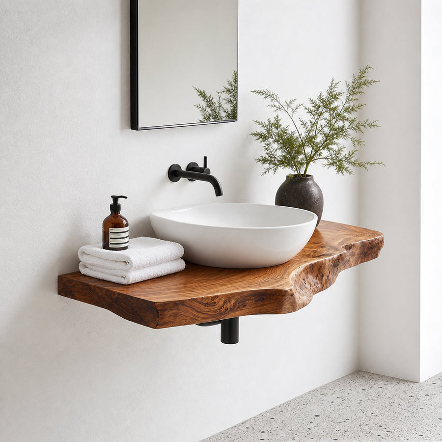 Rustic Bathroom Vanity Shelf Handcrafted Wood Bathroom Accent