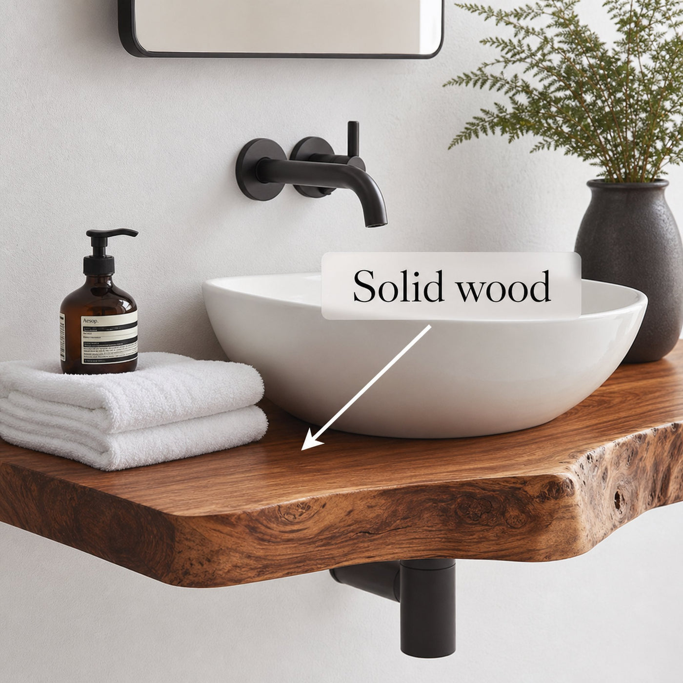 Rustic Bathroom Vanity Shelf Handcrafted Wood Bathroom Accent - product view 2