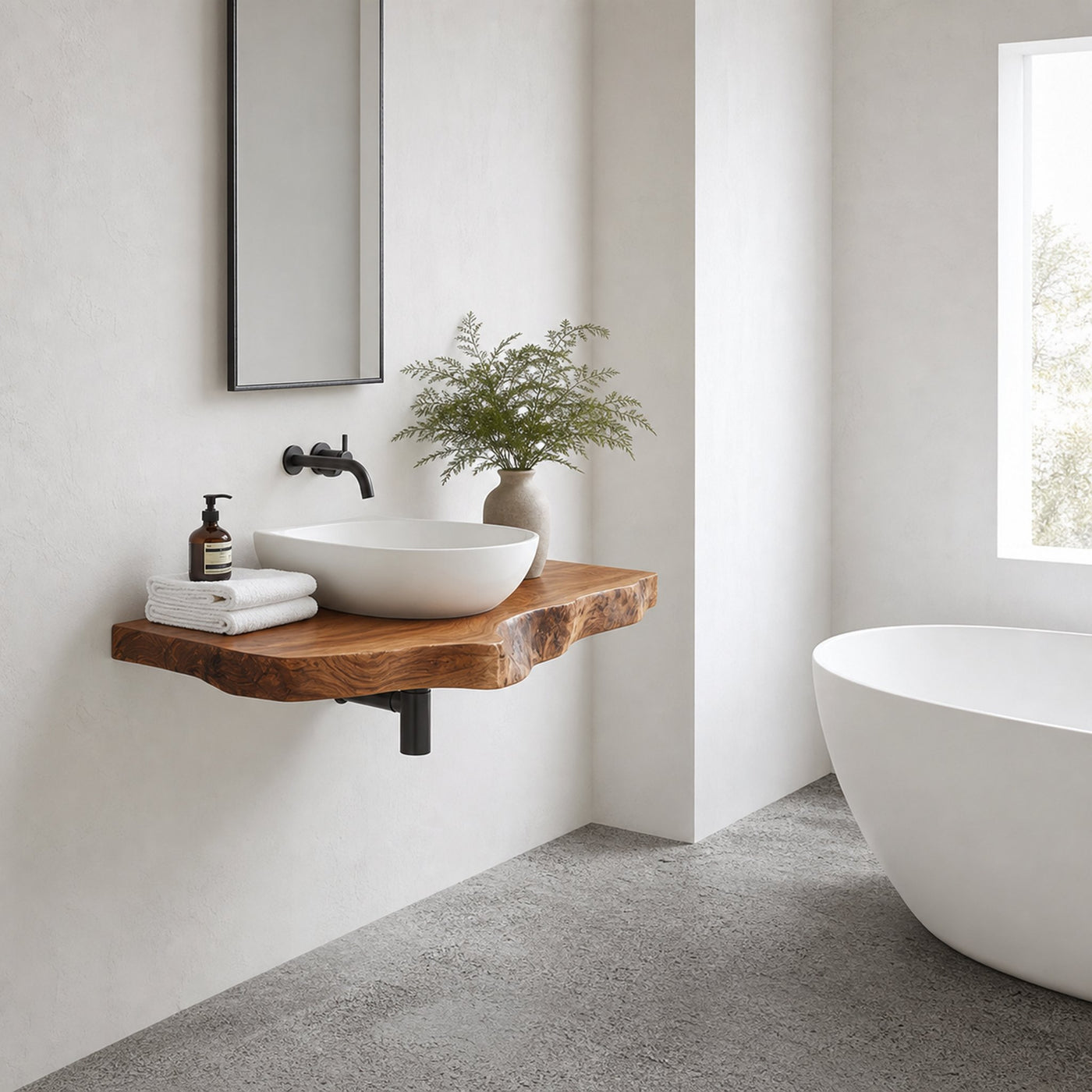 Rustic Bathroom Vanity Shelf Handcrafted Wood Bathroom Accent - product view 4