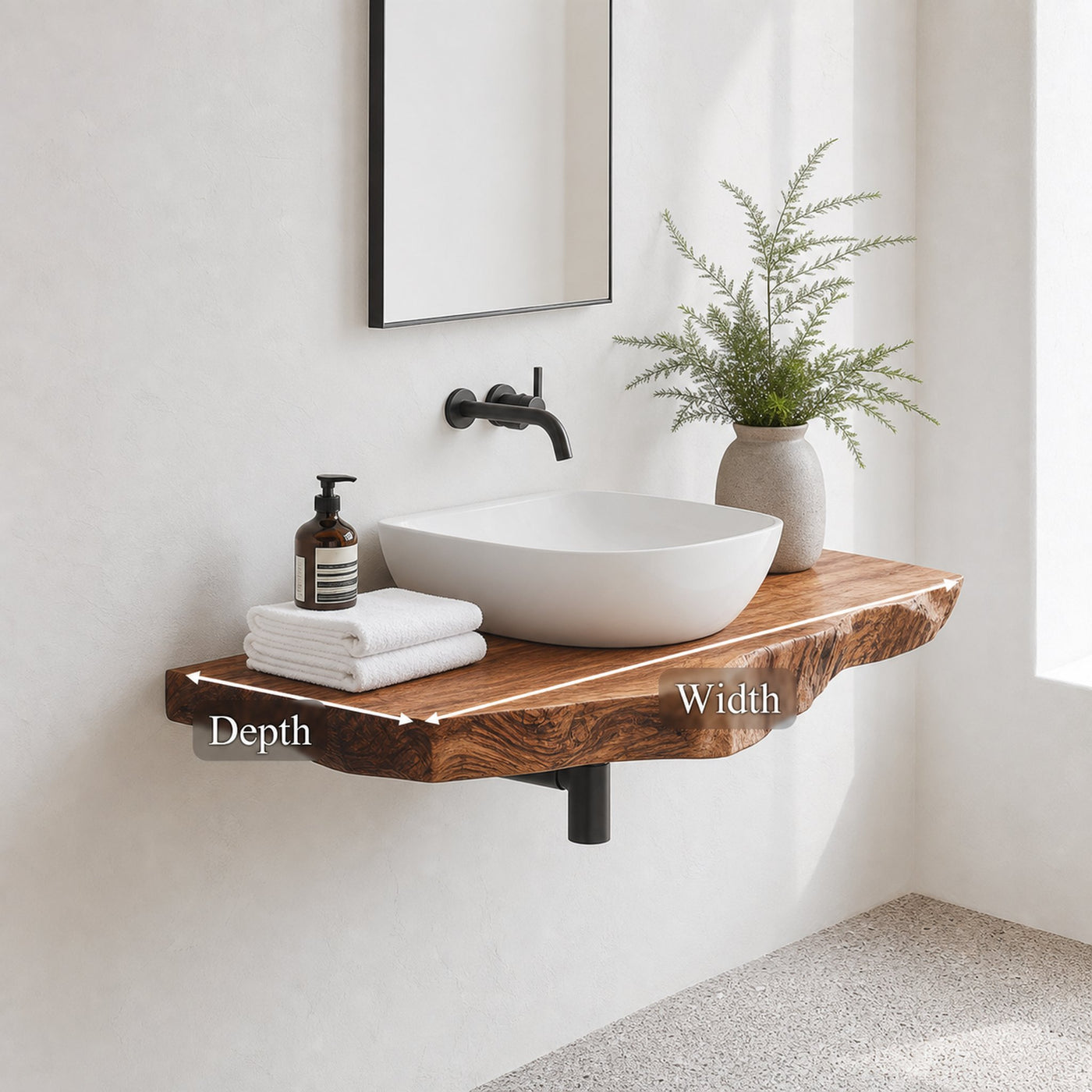 Rustic Bathroom Vanity Shelf Handcrafted Wood Bathroom Accent - product view 5
