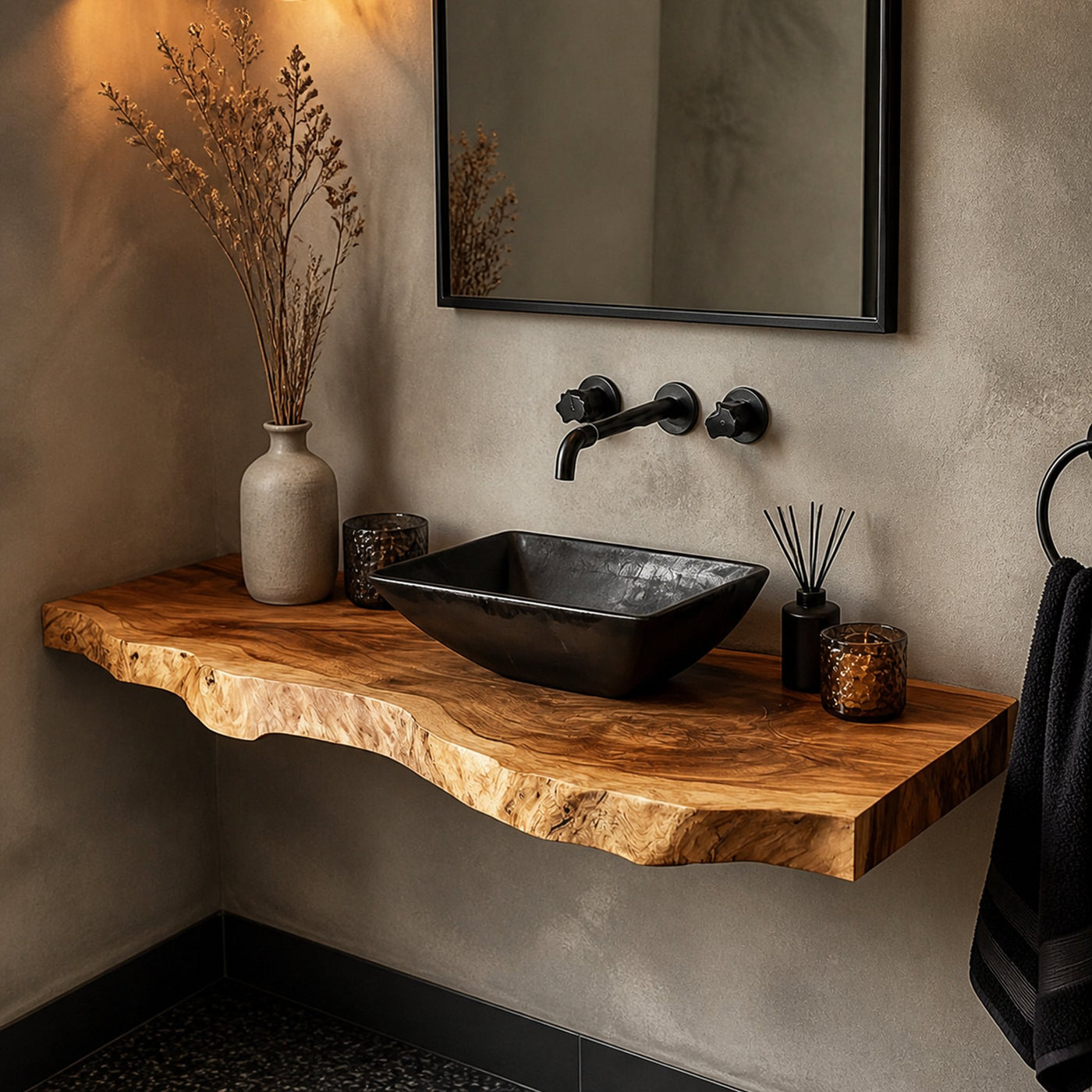 Rustic Bathroom Vanity Shelf Handmade Wood Bathroom Accent