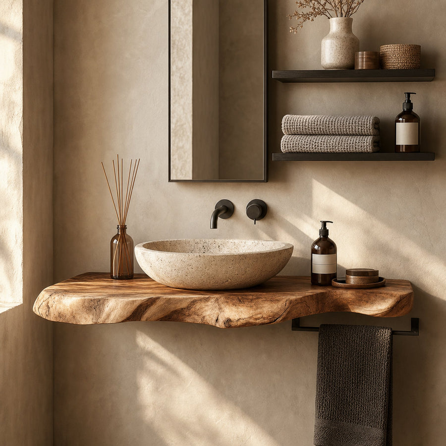Rustic Bathroom Vanity Shelf Live Edge Wood Bathroom Decor