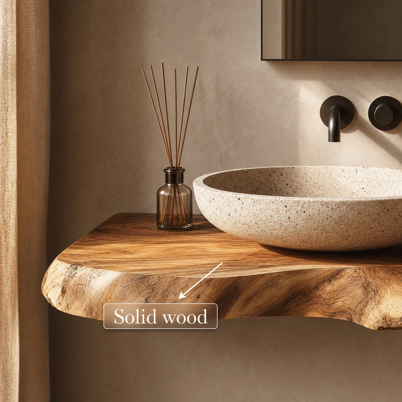 Rustic Bathroom Vanity Shelf Live Edge Wood Bathroom Decor - product view 3