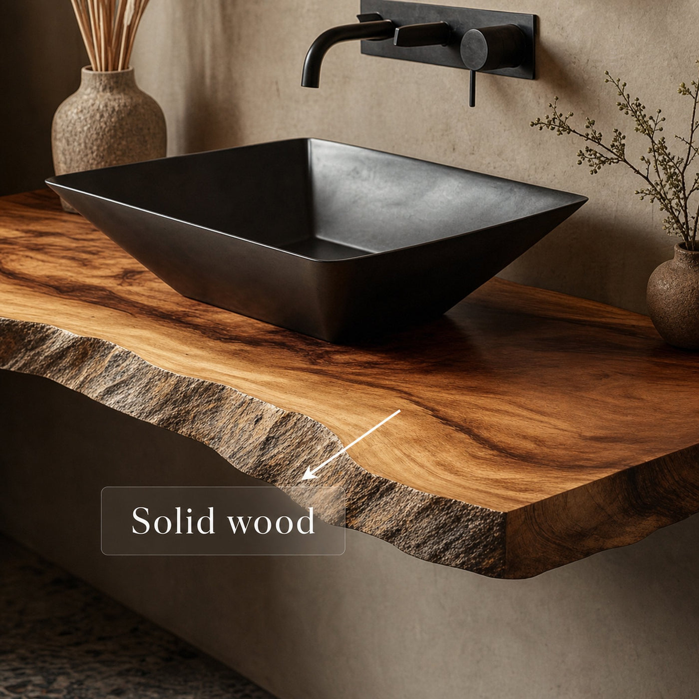 Rustic Bathroom Vanity Shelf Live Edge Wood Bathroom Display - product view 4