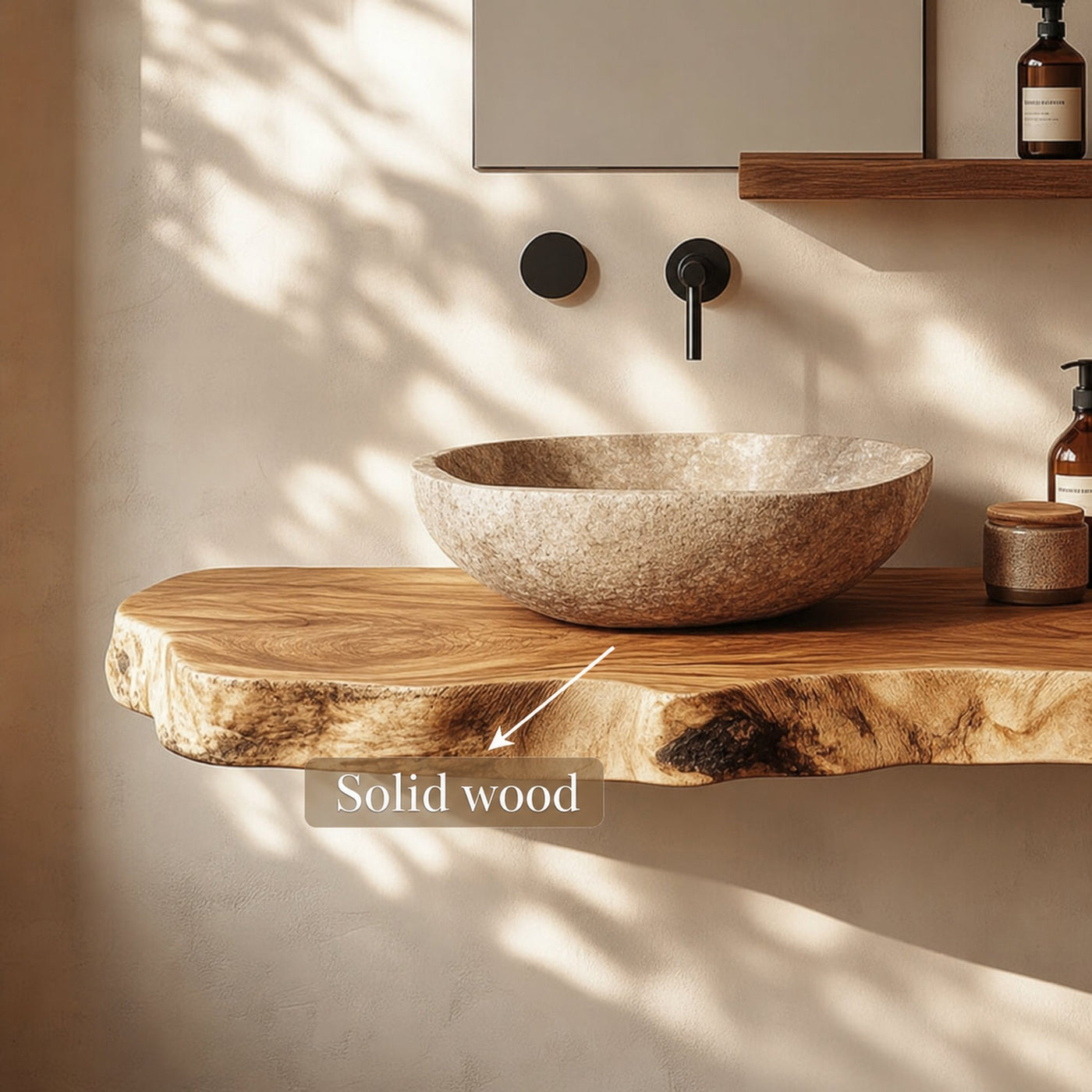 Rustic Bathroom Vanity Shelf Natural Wood Bathroom Furniture - product view 3