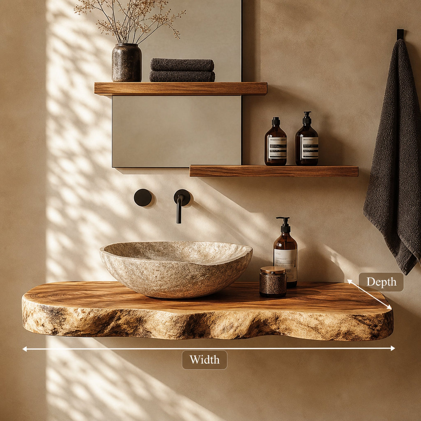 Rustic Bathroom Vanity Shelf Natural Wood Bathroom Furniture - product view 5