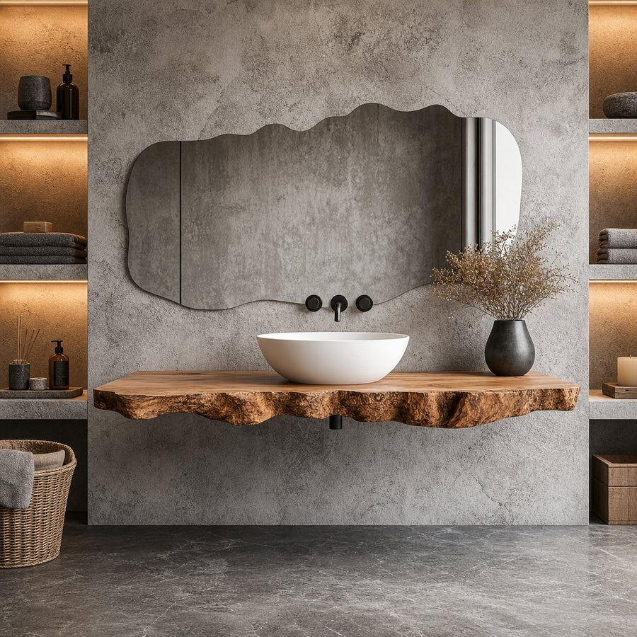 Rustic Bathroom Vanity Shelf Organic Edge Wood Bathroom Furniture
