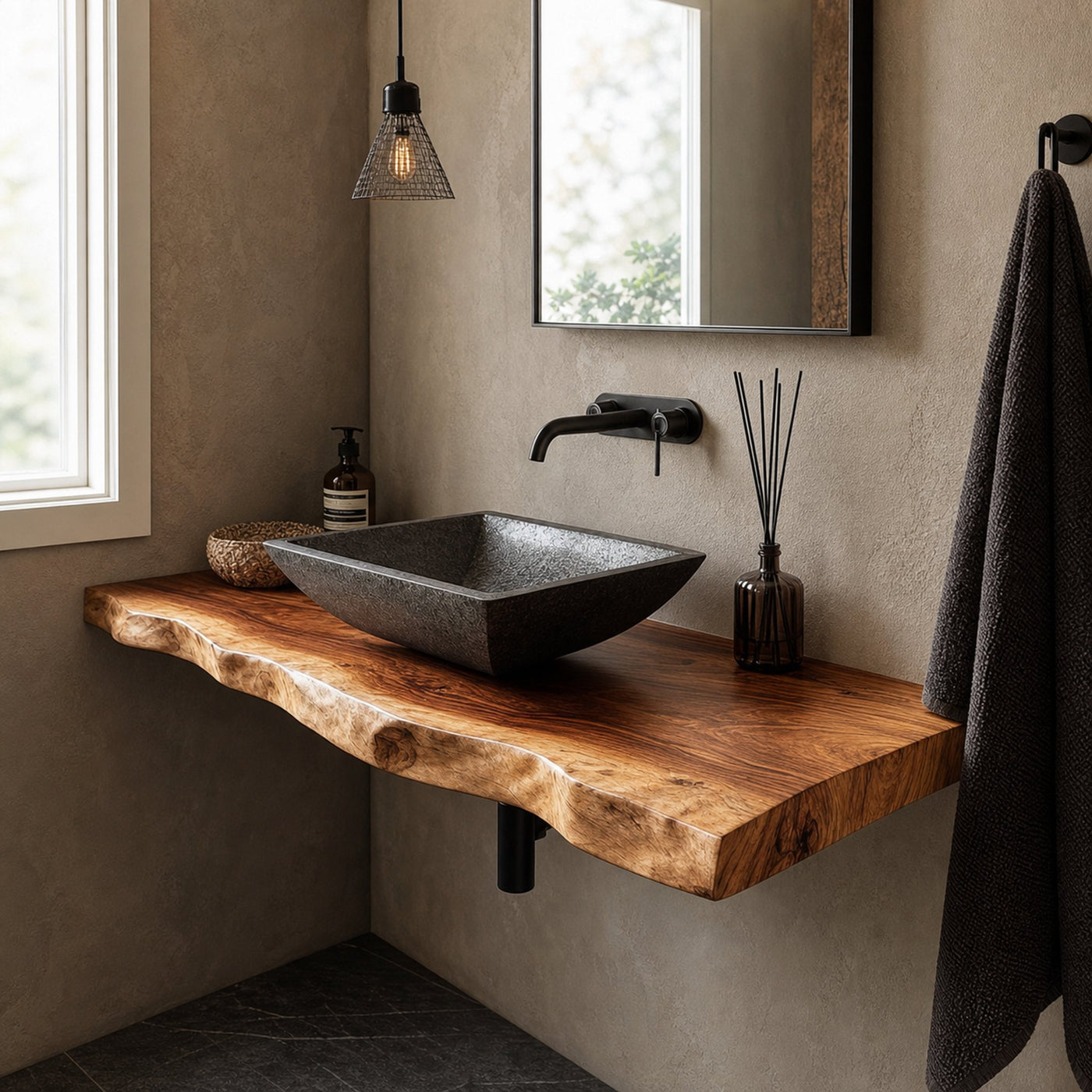 Rustic Bathroom Vanity Shelf Organic Wood Bathroom Style