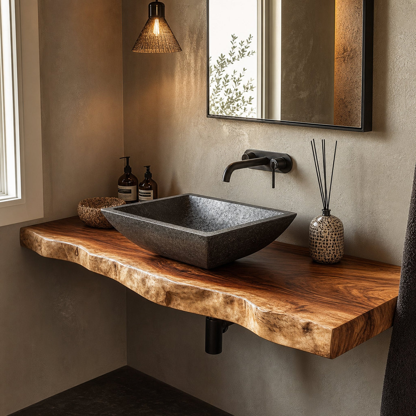 Rustic Bathroom Vanity Shelf Organic Wood Bathroom Style - product view 2
