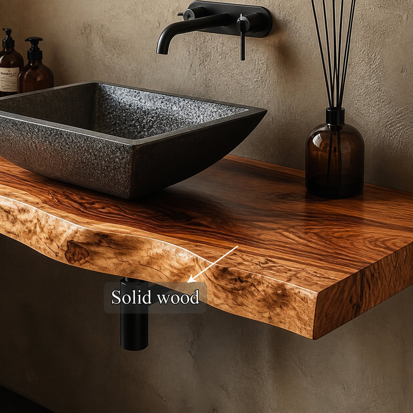 Rustic Bathroom Vanity Shelf Organic Wood Bathroom Style - product view 4