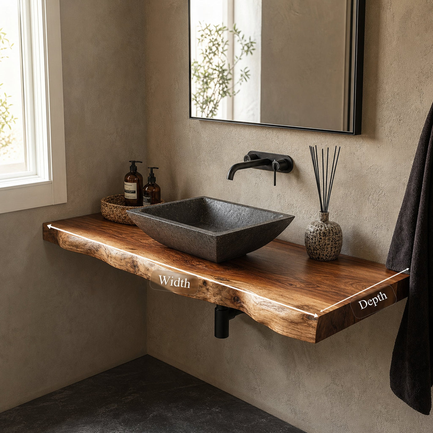 Rustic Bathroom Vanity Shelf Organic Wood Bathroom Style - product view 5