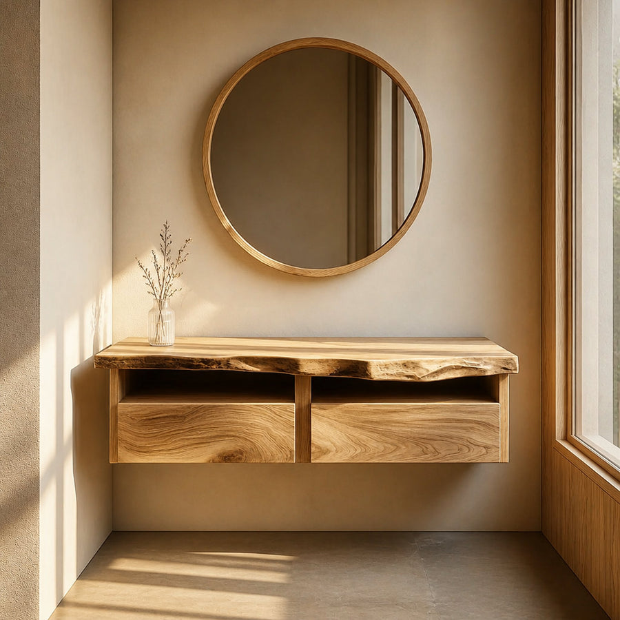 Rustic Bathroom Vanity Shelf Raw Wood Bathroom Aesthetic