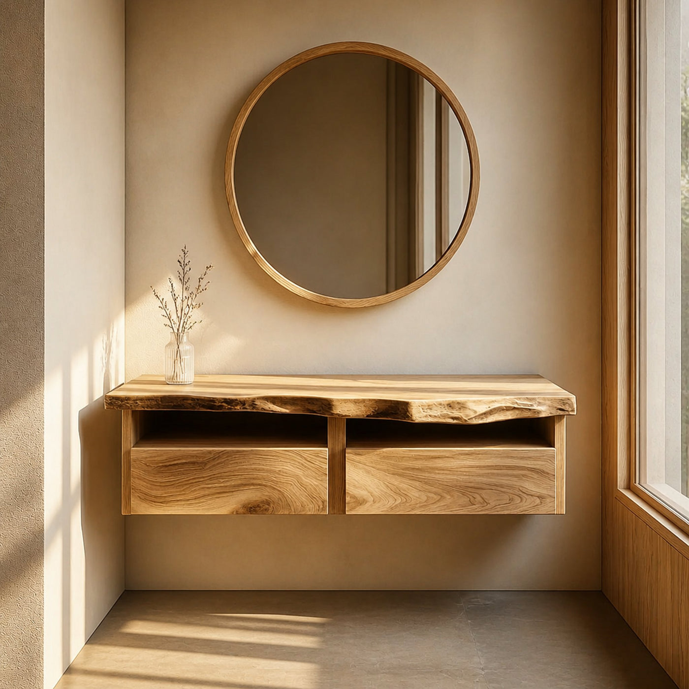 Rustic Bathroom Vanity Shelf Raw Wood Bathroom Aesthetic