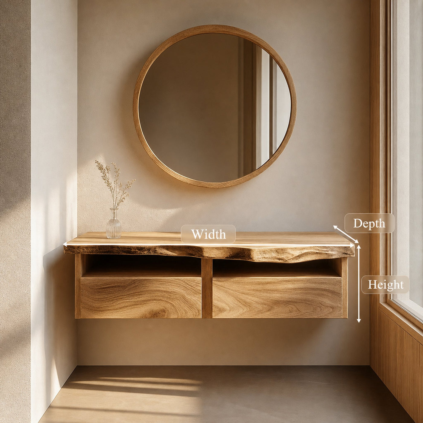 Rustic Bathroom Vanity Shelf Raw Wood Bathroom Aesthetic - product view 3