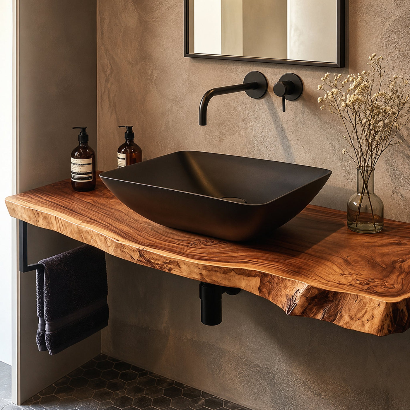 Rustic Bathroom Vanity Shelf Solid Wood Bathroom Design