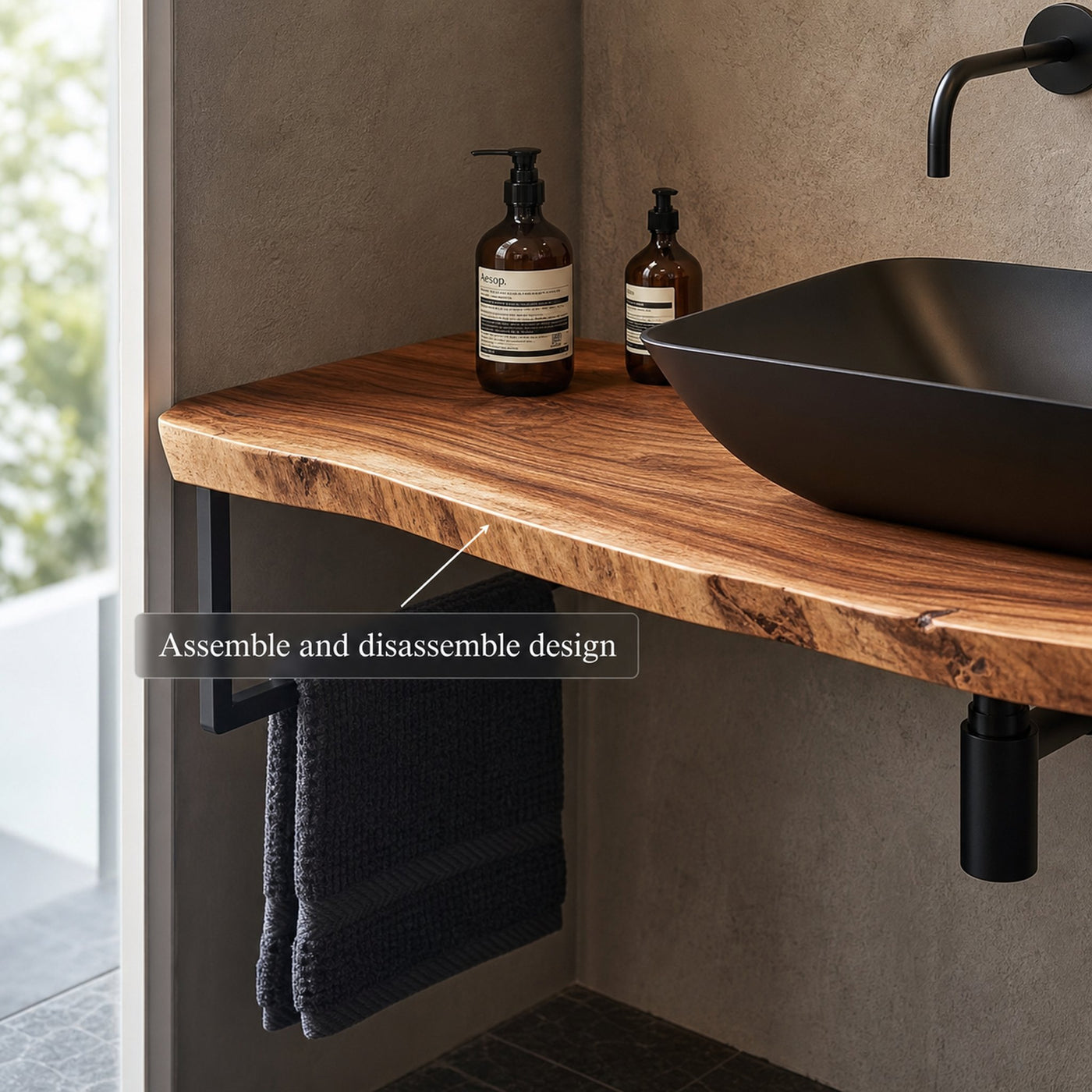 Rustic Bathroom Vanity Shelf Solid Wood Bathroom Design - product view 3