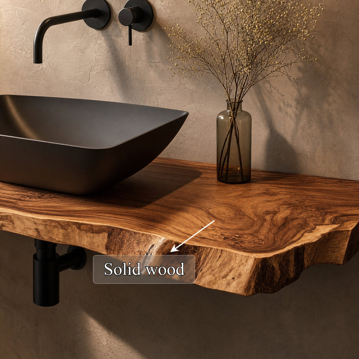 Rustic Bathroom Vanity Shelf Solid Wood Bathroom Design - product view 4
