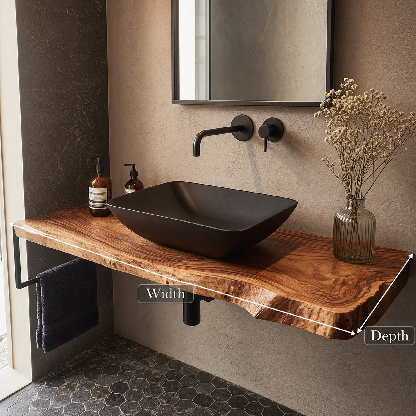 Rustic Bathroom Vanity Shelf Solid Wood Bathroom Design - product view 5