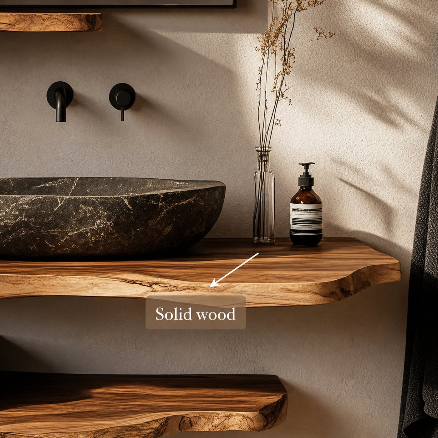 Rustic Bathroom Vanity Shelf Wooden Bathroom Wall Display - product view 4