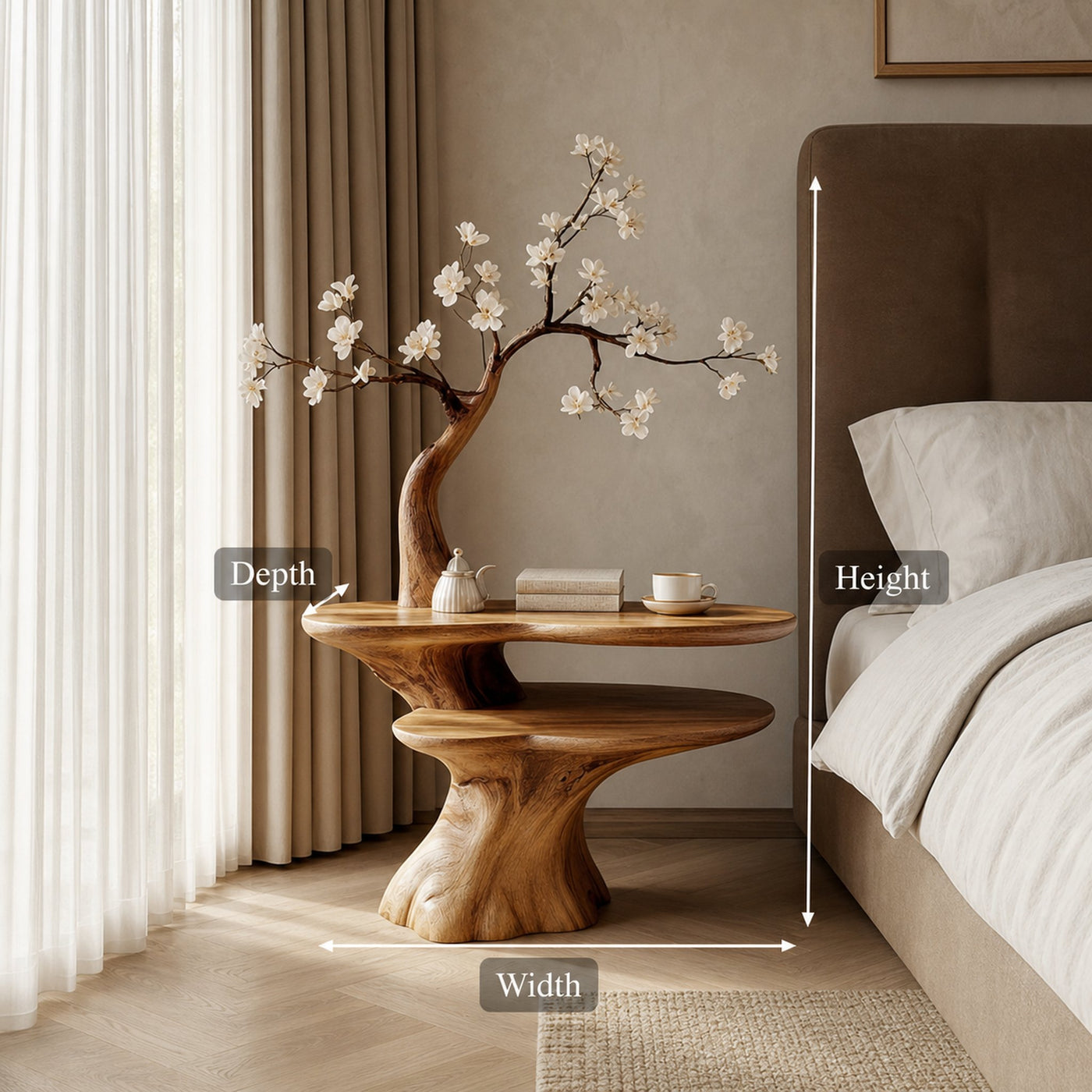 Rustic Bedside Table Bedroom And Living Room - product view 8