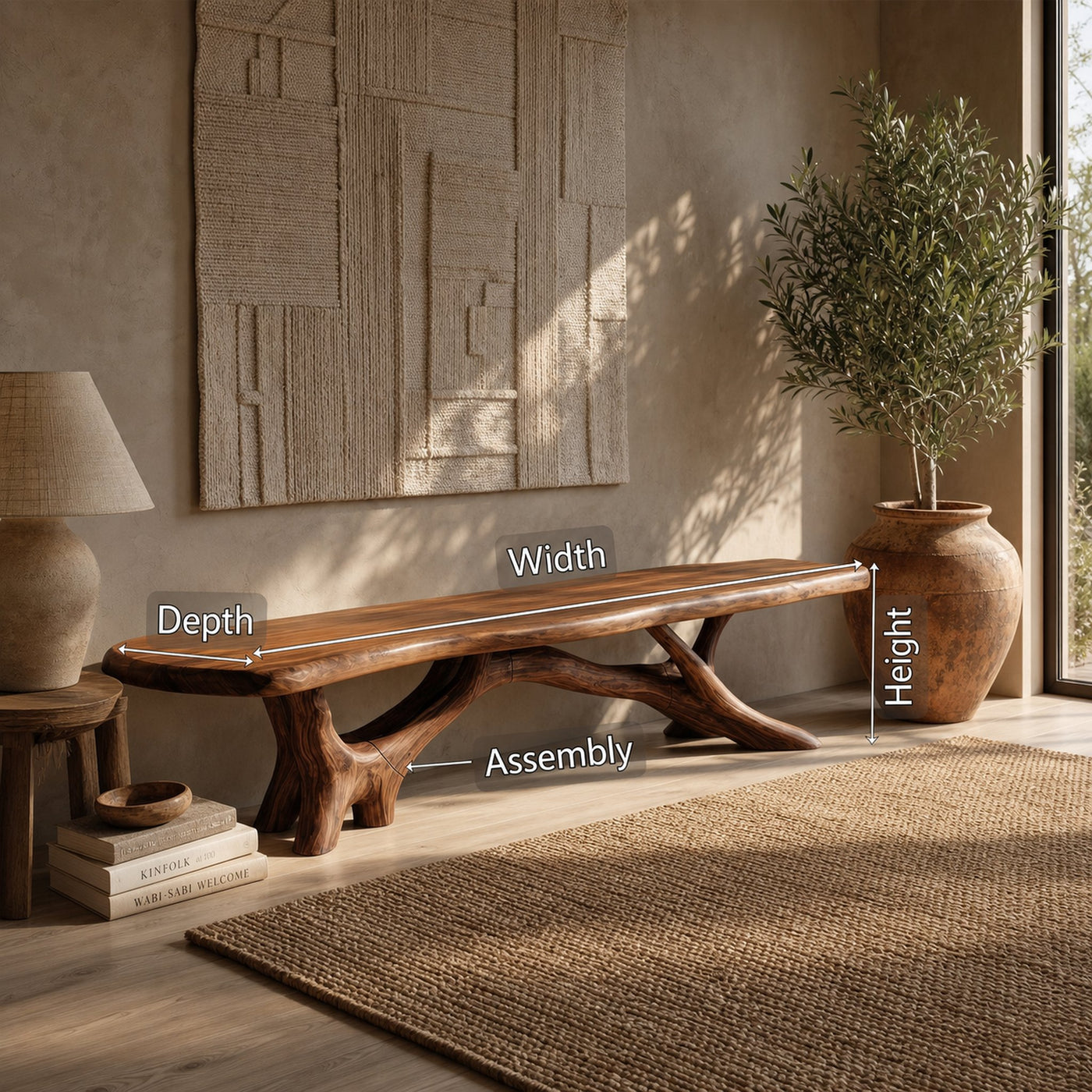 Rustic Bench For Hallway Living Room - product view 8