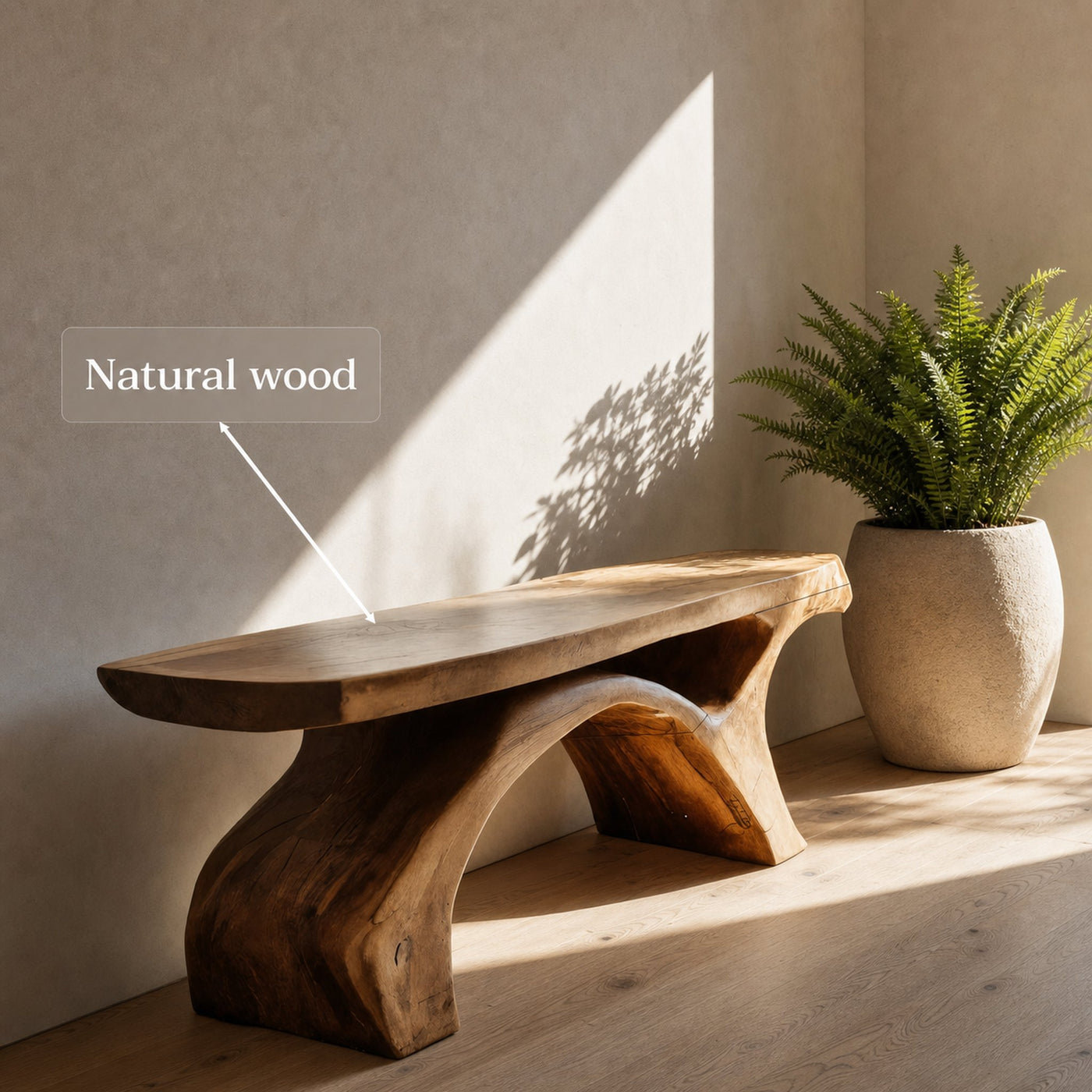 Rustic Bench With Curved Base For Living Room - product view 6