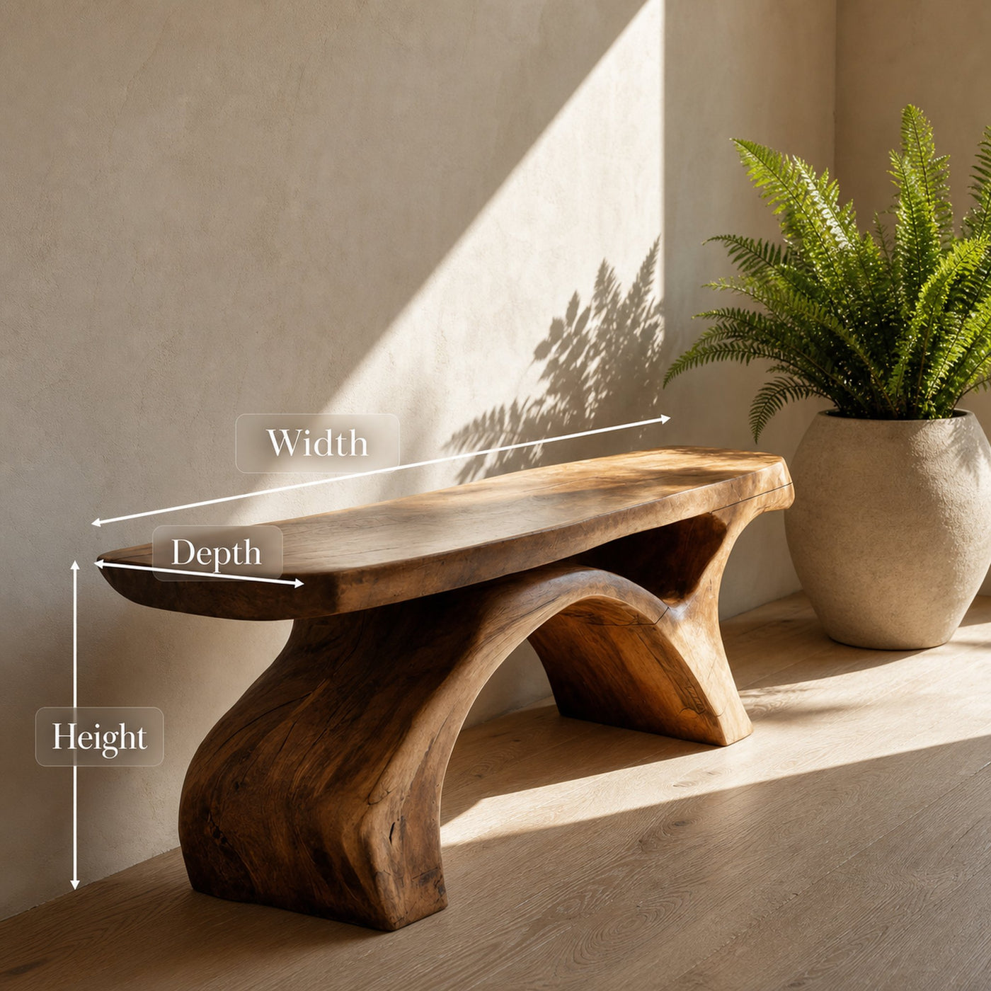 Rustic Bench With Curved Base For Living Room - product view 8