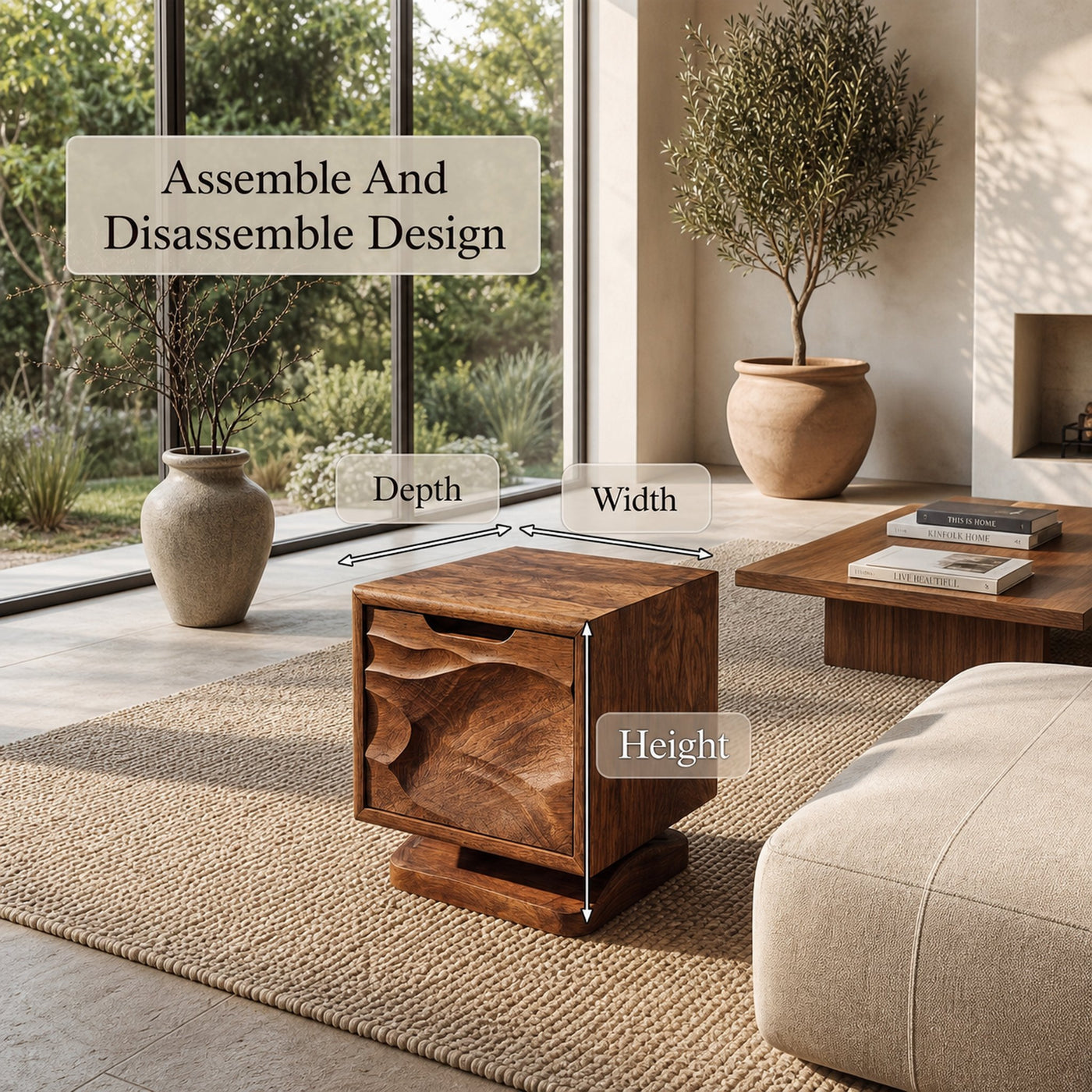 Rustic Beside Table With Open Shelf Storage And Solid Wood Design For Living Room And Bedroom - product view 8