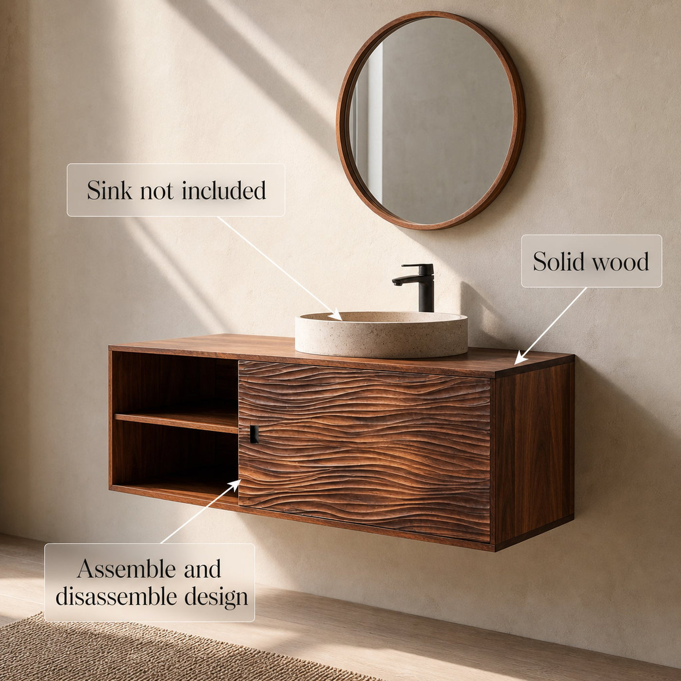 Rustic Cabinet Bathroom Vanity Contemporary Bathroom - product view 3