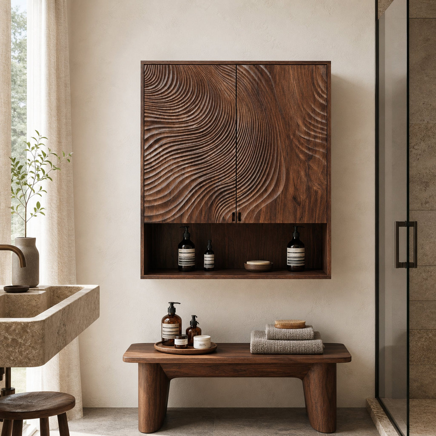 Rustic Compact Wall Cabinet For Bathroom Storage And Small Space