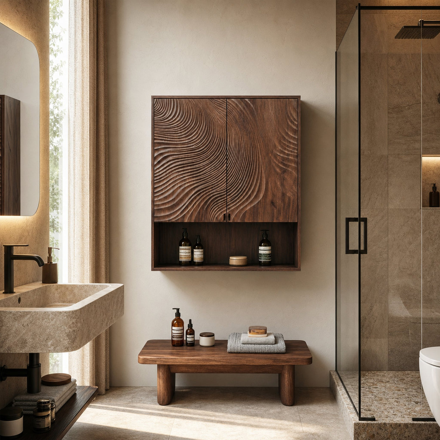 Rustic Compact Wall Cabinet For Bathroom Storage And Small Space - product view 2