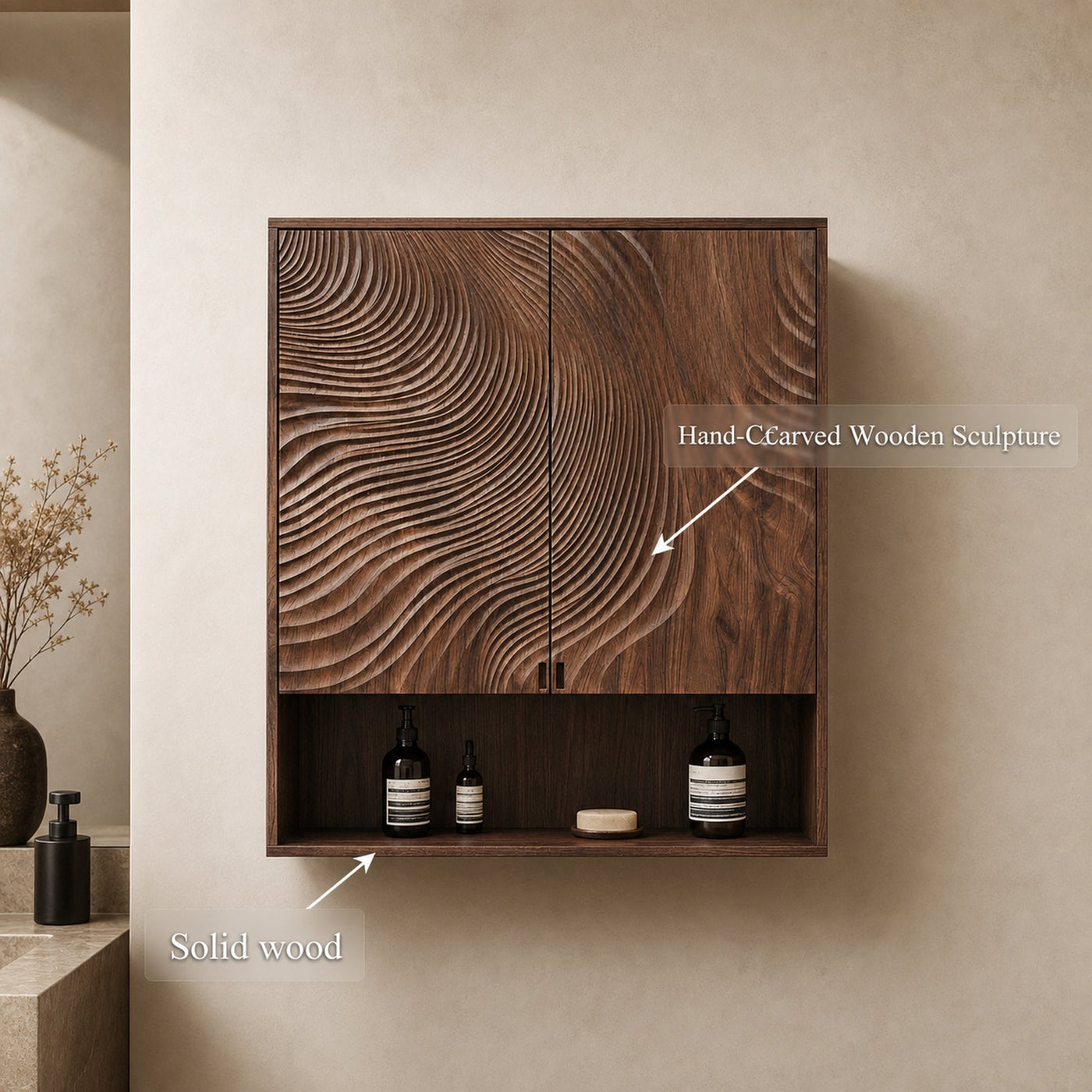 Rustic Compact Wall Cabinet For Bathroom Storage And Small Space - product view 3