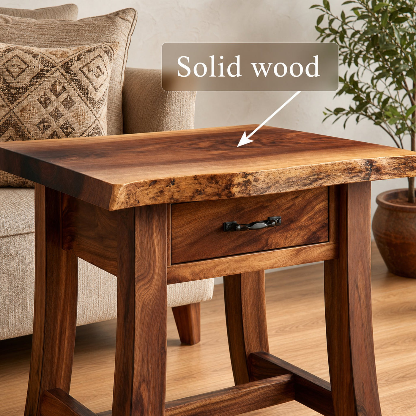 Rustic End Table Bedroom Nightstand - product view 3