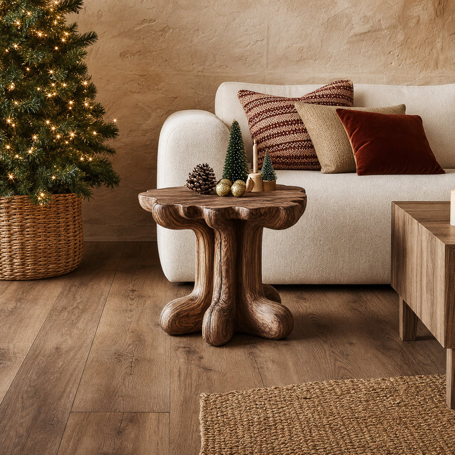 Rustic End Table Christmas Natural Living Room Display
