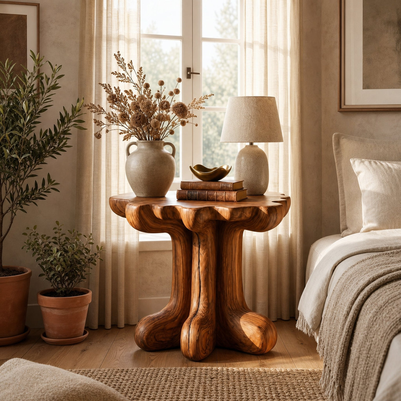 Rustic End Table Christmas Natural Living Room Display - product view 6