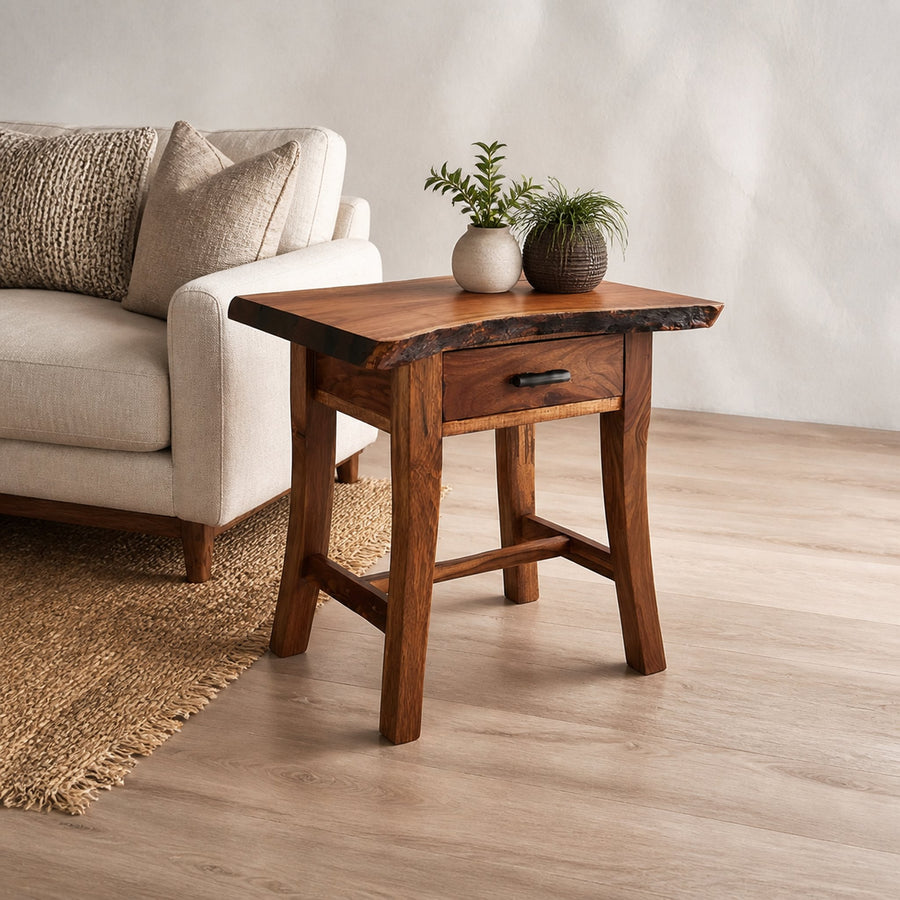 Rustic End Table Living Room Storage