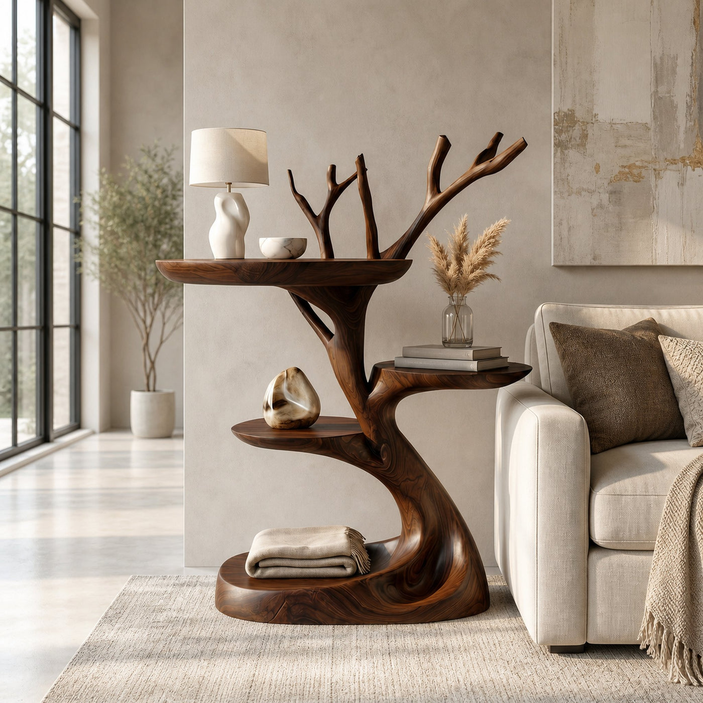 Rustic End Table With Tree Root Design For Bedroom And Living Room - product view 7