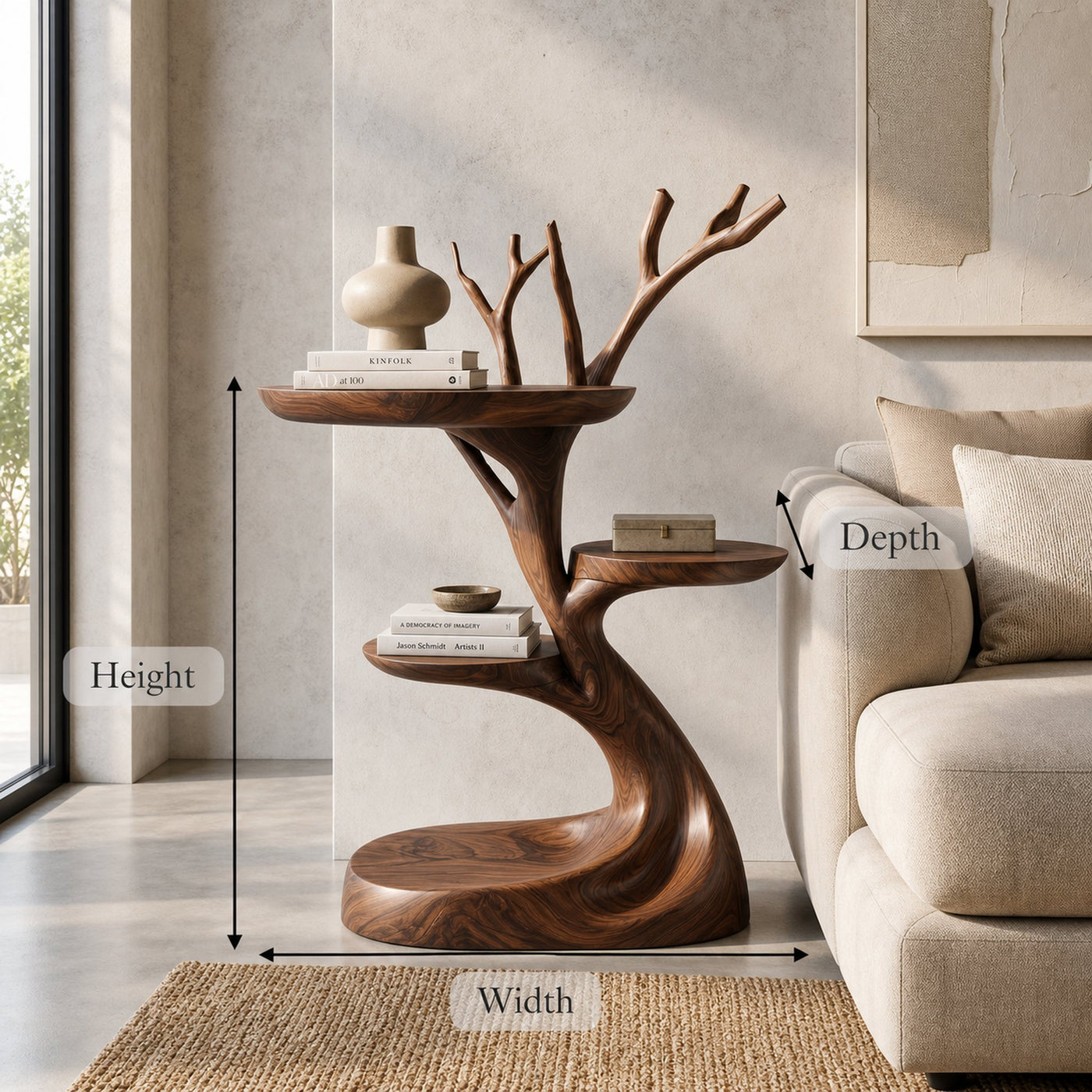 Rustic End Table With Tree Root Design For Bedroom And Living Room - product view 8