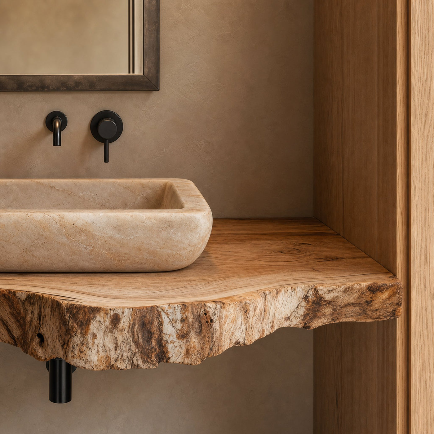 Rustic Farmhouse Bathroom Floating Shelf With Live Edge - product view 4