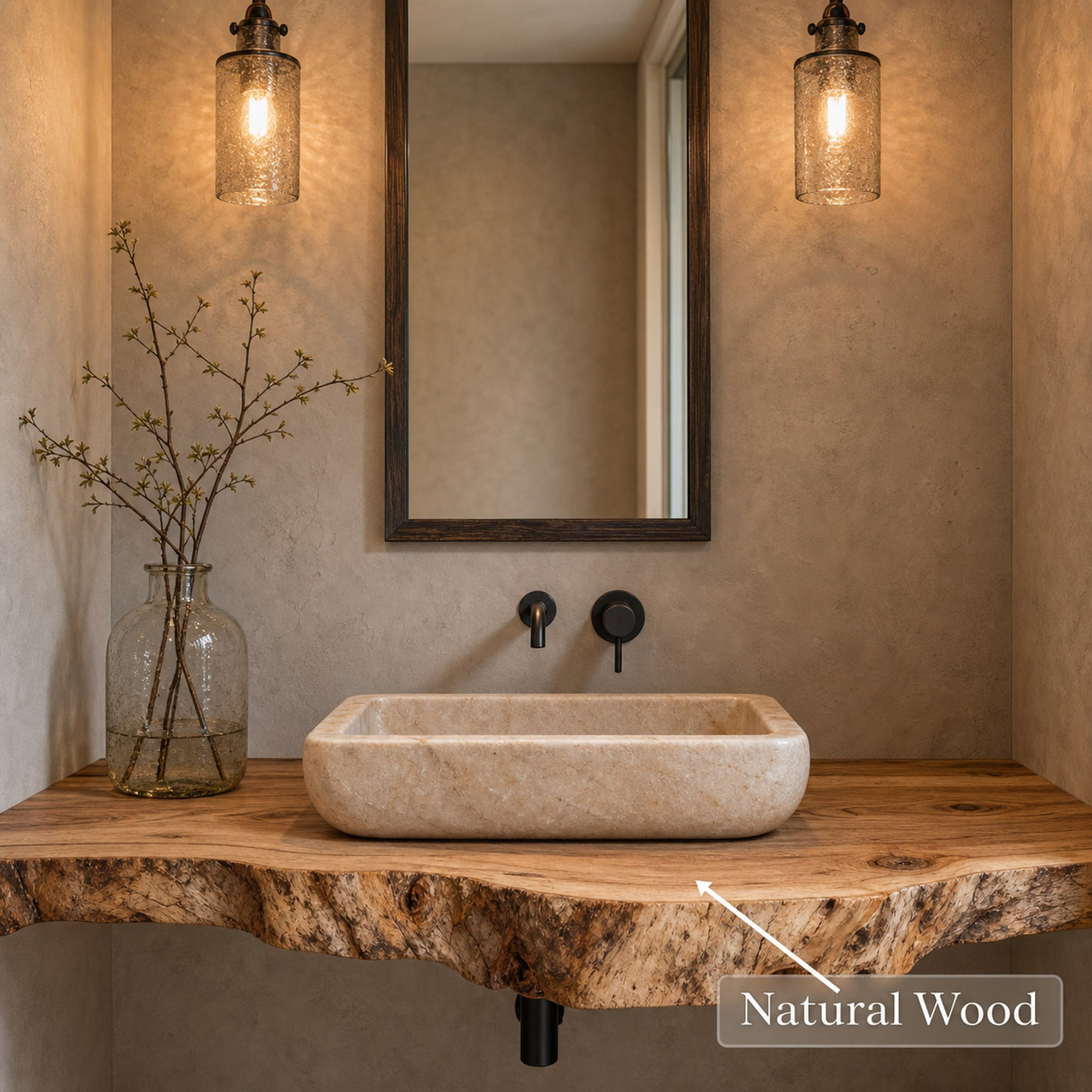 Rustic Farmhouse Bathroom Floating Shelf With Live Edge - product view 5