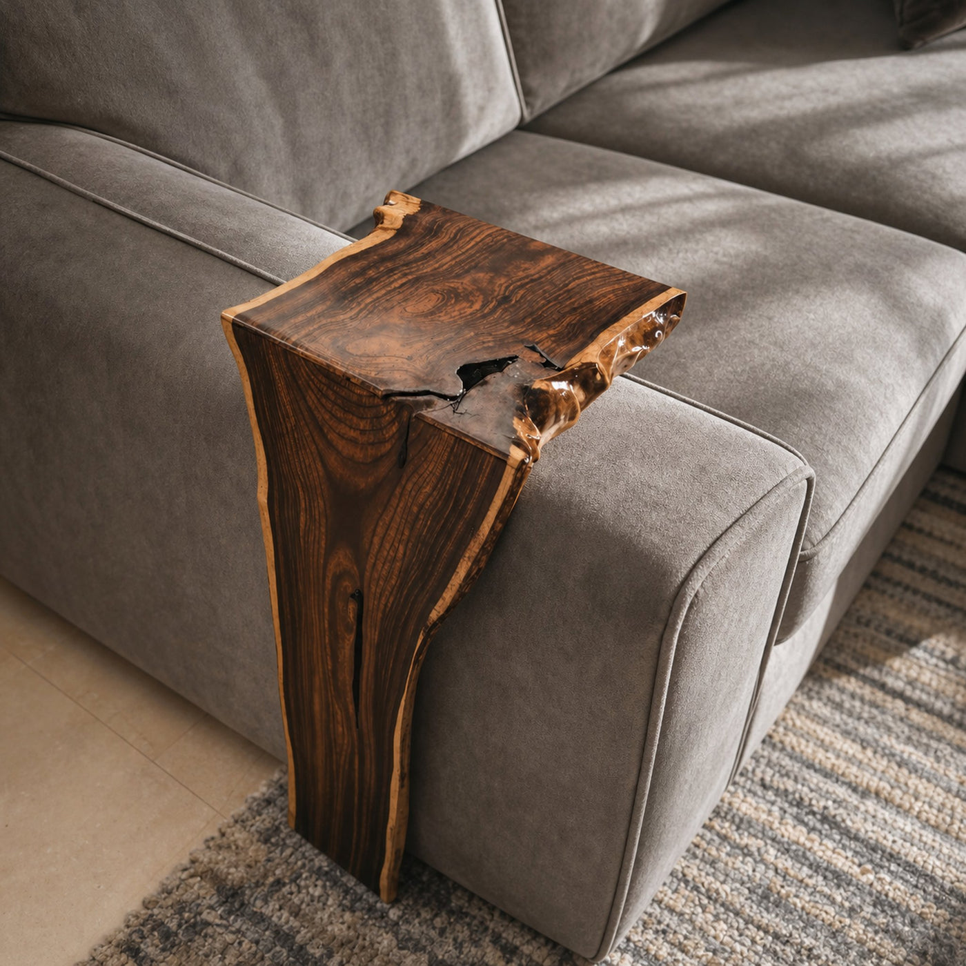 Rustic Farmhouse Sofa Armrest Table For Living Room Furniture